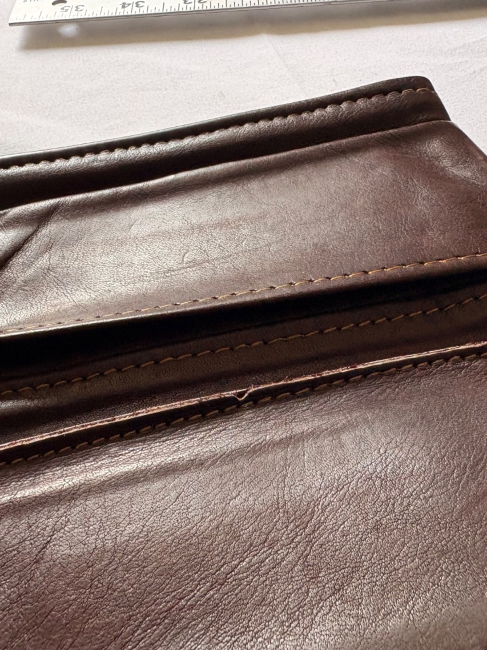Vintage Towanny Genuine Brown Leather Wallet Pouch Trifold With Coin Pocket - Picture 8 of 13